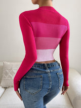 Buy SHEIN Privé Colour Block Mock Neck Sweater in Pakistan
