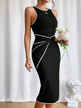 Buy SHEIN Privé Contrast Binding Twist Front Tank Dress in Pakistan