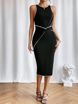 Buy SHEIN Privé Contrast Binding Twist Front Tank Dress in Pakistan