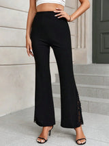 Buy SHEIN Priv̩ Contrast Lace Flare Leg Pants in Pakistan
