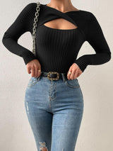 Buy SHEIN Privé Cut Out Twist Front Sweater in Pakistan
