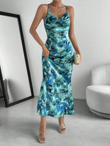 Buy SHEIN Priv̩ Floral Print Draped Collar Cami Dress in Pakistan