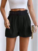 Buy SHEIN Privé Fold Pleated Belted Wide Leg Shorts in Pakistan