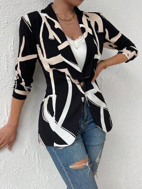Buy SHEIN Priv̩ Graphic Print Shawl Neck Blazer in Pakistan
