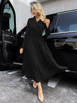 Buy SHEIN Priv̩ Lapel Neck Pleated Hem Dress in Pakistan