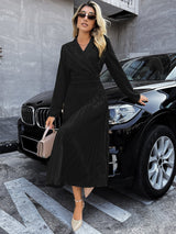 Buy SHEIN Priv̩ Lapel Neck Pleated Hem Dress in Pakistan