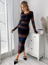 Buy SHEIN Priv̩ Mesh Gradient Print Pleated Bodycon Dress in Pakistan