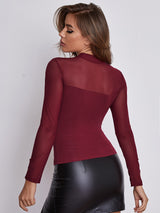 Buy SHEIN Priv̩ Mesh Yoke Solid Tee in Pakistan