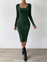 Buy SHEIN Privé Scoop Neck Ribbed Knit Bodycon Sweater Dress in Pakistan