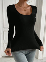 Buy SHEIN Privé Scoop Neck Ribbed Knit Sweater in Pakistan