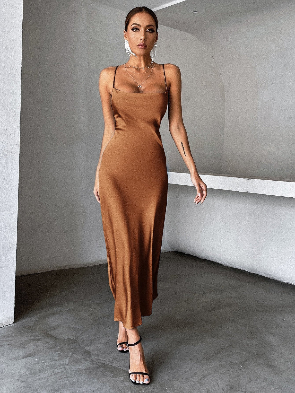 Buy SHEIN Privé Solid Tie Backless Cami Dress in Pakistan