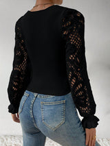 Buy SHEIN Privé Square Neck Flare Sleeve Sweater in Pakistan