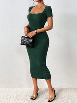 Buy SHEIN Priv̩ Sweetheart Neck Ribbed Knit Bodycon Sweater Dress in Pakistan