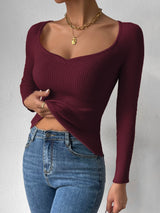 Buy SHEIN Privé Sweetheart Neck Ribbed Knit Sweater in Pakistan