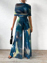 Buy SHEIN Prive Tie-dye One Shoulder Wide Leg Jumpsuit With Top in Pakistan