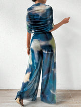 Buy SHEIN Prive Tie-dye One Shoulder Wide Leg Jumpsuit With Top in Pakistan