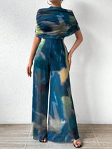 Buy SHEIN Prive Tie-dye One Shoulder Wide Leg Jumpsuit With Top in Pakistan