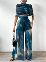 Buy SHEIN Prive Tie-dye One Shoulder Wide Leg Jumpsuit With Top in Pakistan