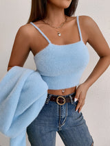 Buy SHEIN Qutie Fluffy Knit Cami Top & Open Front Cardigan in Pakistan