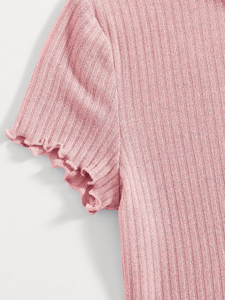 Buy SHEIN Qutie Heart Cutout Detail Lettuce Trim Tee in Pakistan