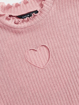 Buy SHEIN Qutie Heart Cutout Detail Lettuce Trim Tee in Pakistan