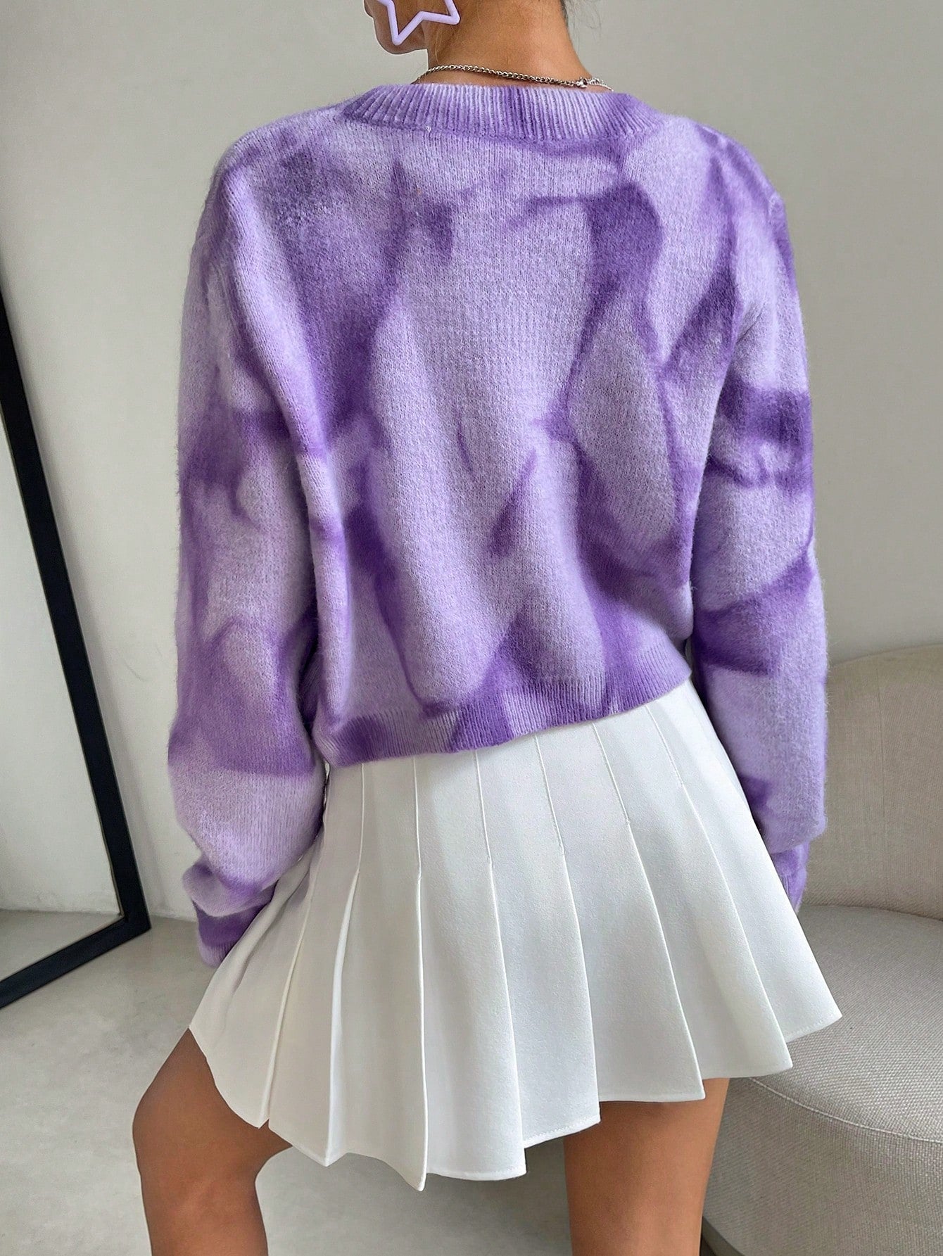 Buy SHEIN Qutie Heart Pattern Drop Shoulder Duster Cardigan in Pakistan