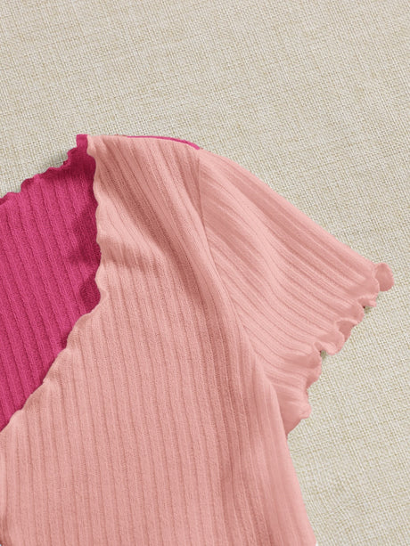 Buy SHEIN Qutie Two Tone Lettuce Trim Tee in Pakistan