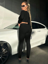 Buy SHEIN SXY Solid Crop Tee & High Waist Leggings in Pakistan