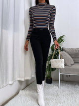 Buy SHEIN Slayr Colourful Striped Mock Neck Tee in Pakistan