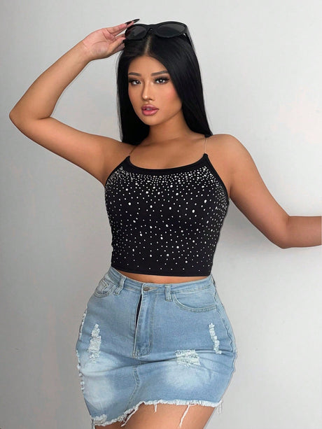 Buy SHEIN Unity Rhinestone Detail Crop Tank Top in Pakistan