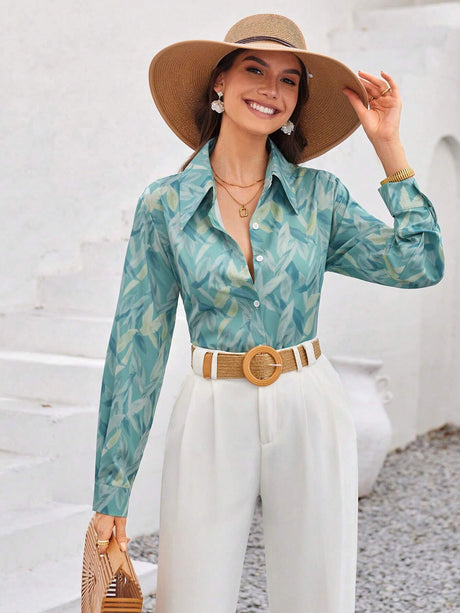 Buy SHEIN VCAY Ladies' Full Printed Long Sleeve Shirt in Pakistan