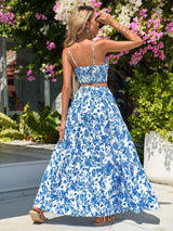 Buy SHEIN VCAY Summer Flower Print Twisted Cami Crop Top And Skirt Set in Pakistan