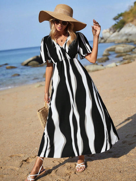 Buy SHEIN VCAY Women'S Colorblock Printed Summer Dress in Pakistan