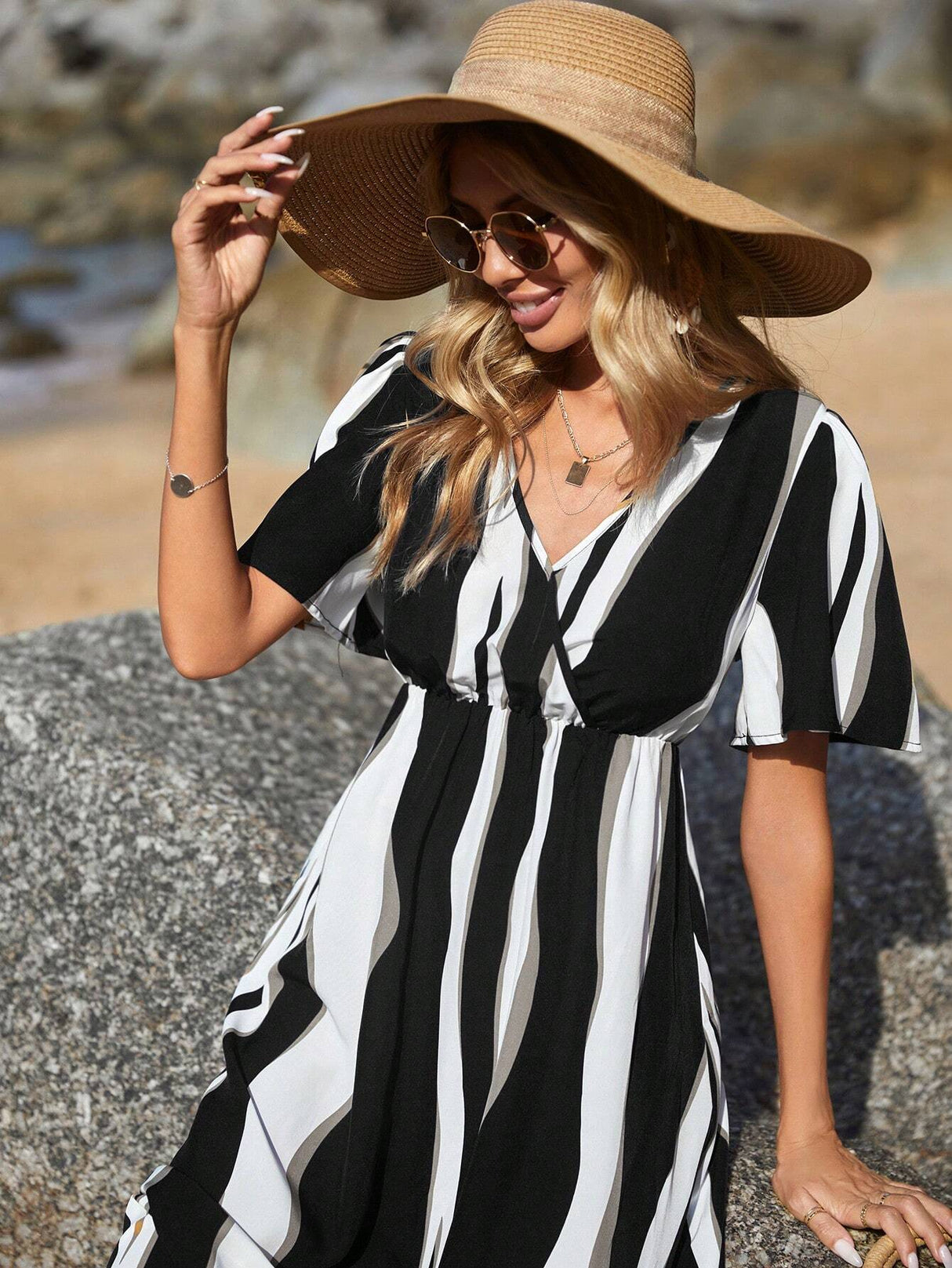 Buy SHEIN VCAY Women'S Colorblock Printed Summer Dress in Pakistan