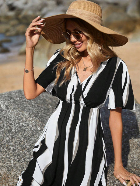 Buy SHEIN VCAY Women'S Colorblock Printed Summer Dress in Pakistan