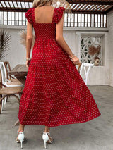 Buy SHEIN VCAY Women's Square Neck Polka Dot Flare Sleeve Dress in Pakistan