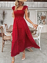 Buy SHEIN VCAY Women's Square Neck Polka Dot Flare Sleeve Dress in Pakistan