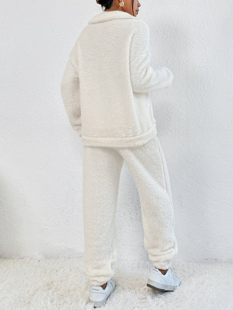 Buy SHEIN X Antonella SHEIN Frenchy Drop Shoulder Flannel Sweatshirt & Trousers in Pakistan