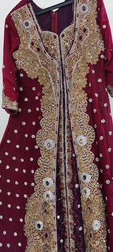 Mohsin Sons | Charming Maroon Bridal Suit | Women Bridals | Small | Worn Once