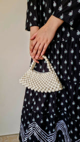 Crescent Pearl Beaded Bag | Women Bags | Size : 8x1.5 | New