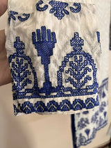 Blue & White Embroidered Shirt | Women Locally Made Kurta | Small | New