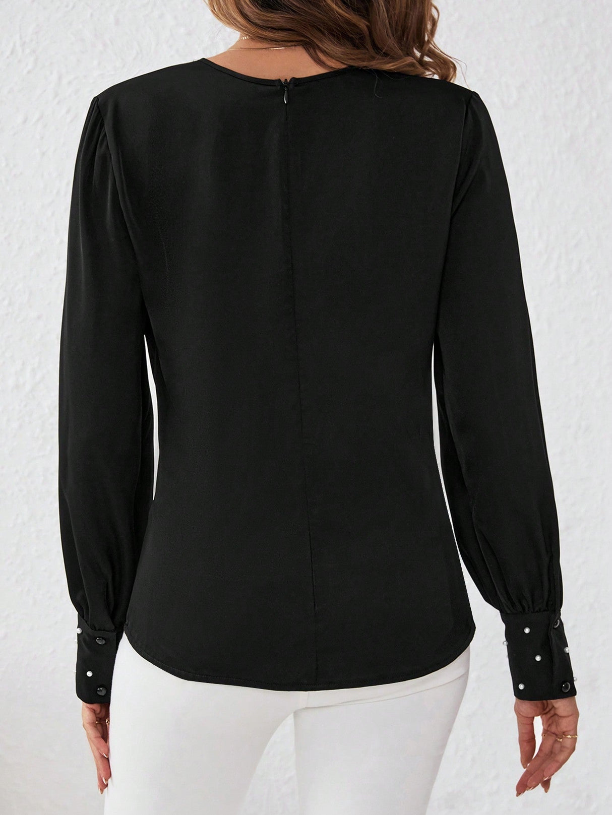 Buy SHEIN Satin Fabric Shirt With Front Knot And Cufflinks Detailed Sleeves in Pakistan