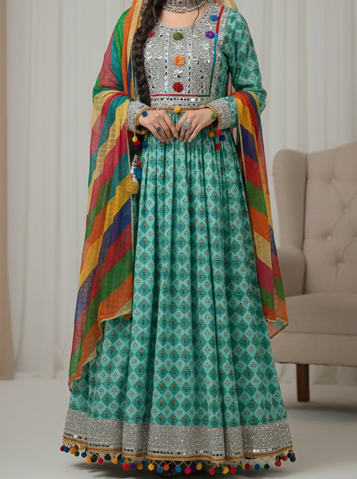 Afghani Frock | Women Frocks & Maxis | Medium | Green| Preloved