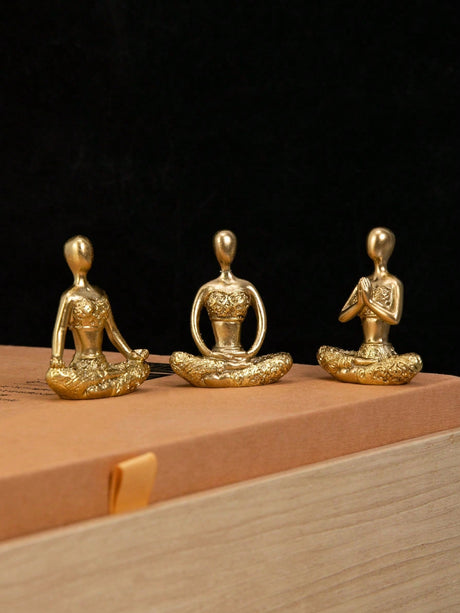 Buy SHEIN Set Of 3 Yoga Girl Figurine Miniature Ornament in Pakistan