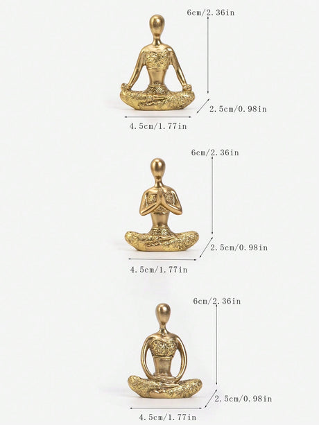 Buy SHEIN Set Of 3 Yoga Girl Figurine Miniature Ornament in Pakistan