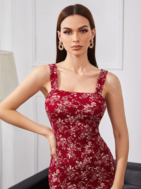 Buy Shein Floral Print Split Hem Cami Dress in Pakistan
