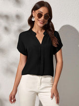 Buy SHEIN Notch Neck Batwing Sleeve Solid Blouse in Pakistan