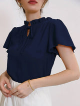 Buy Shein Tie Neck Puff Sleeve Blouse in Pakistan