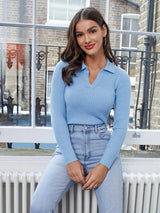 Buy Shein V-neck Solid Rib-Knit Sweater in Pakistan