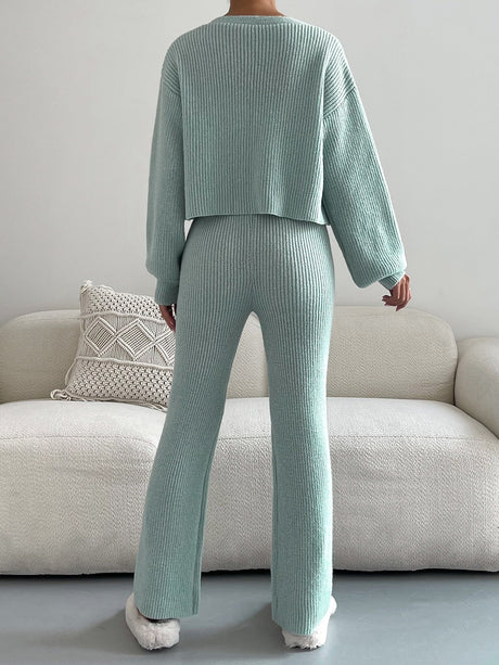 Buy SHEIN Single Breasted Drop Shoulder Cardigan & Tie Front Knit Pants in Pakistan